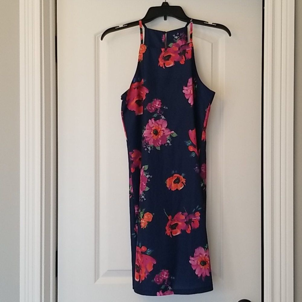 Navy floral halter dress